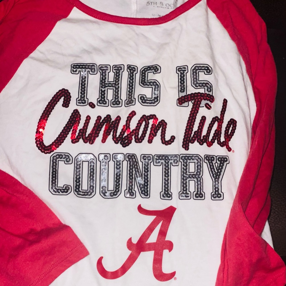 University of Alabama glitzy shirt, never been worn, sized too small any